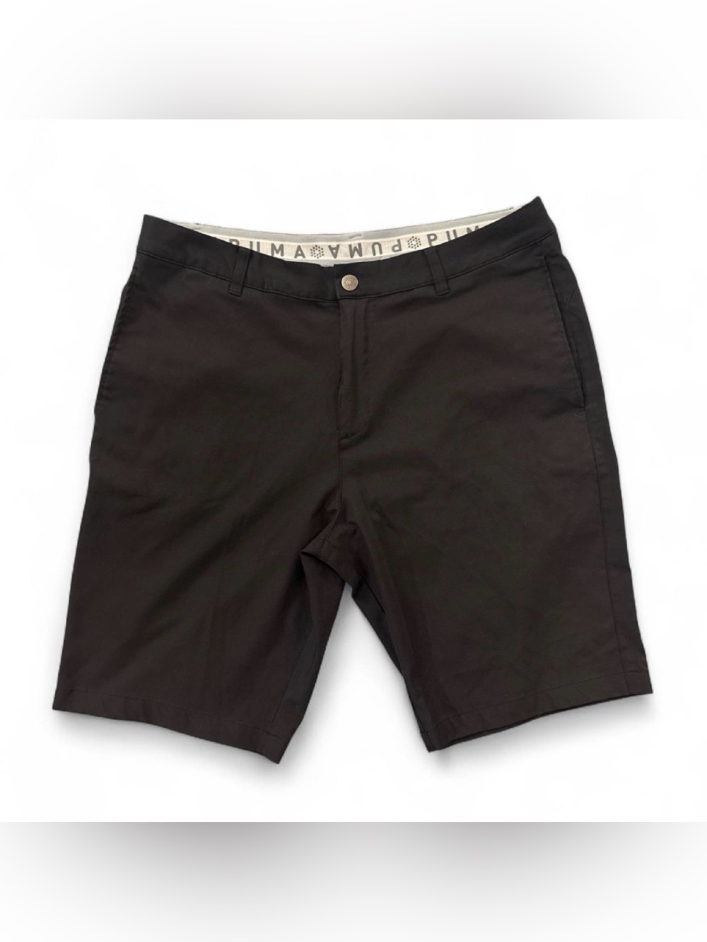 Puma Men's Black Flat-Front Shorts